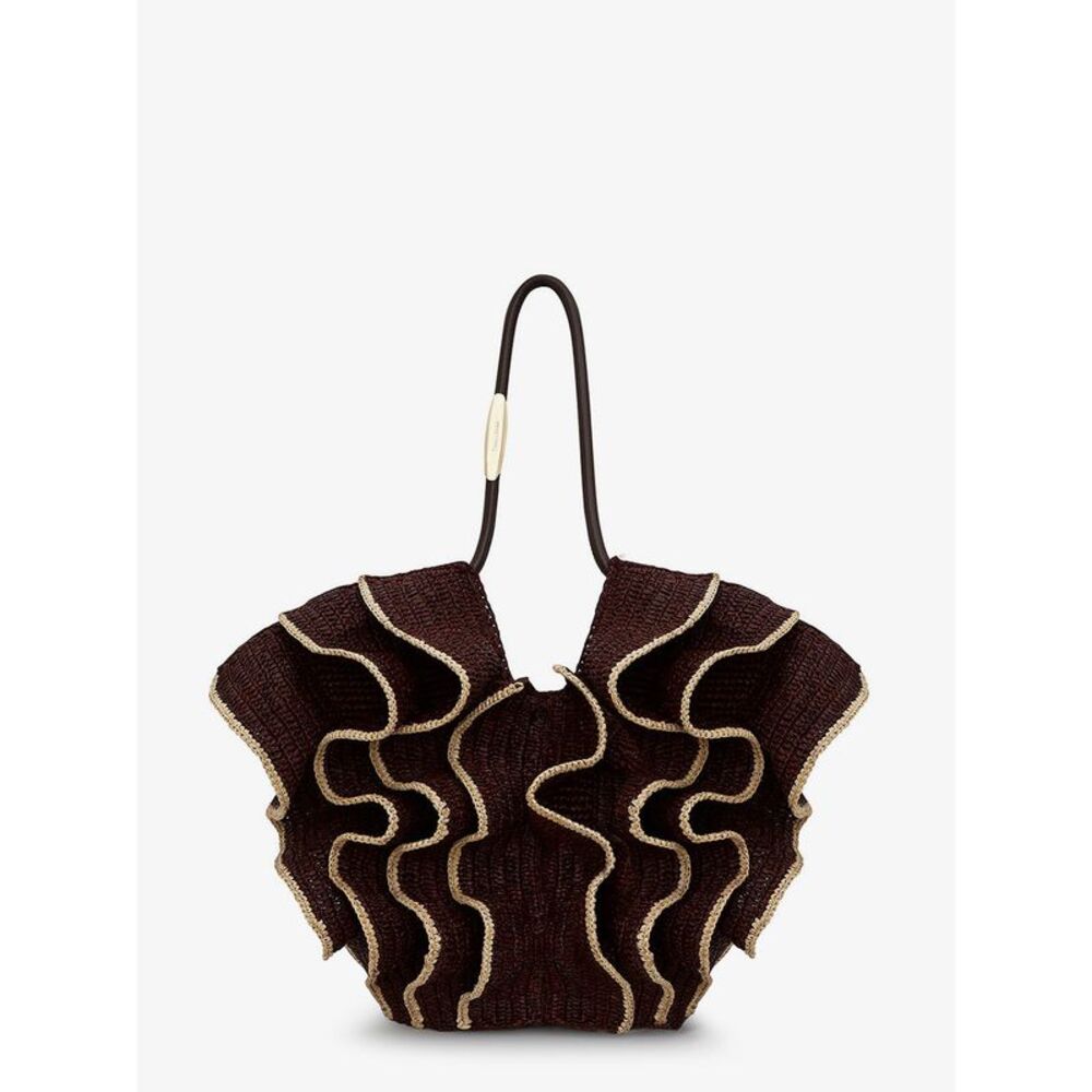 Zimmermann Women Goldentime Raffia Shoulder Bag With Ruffles